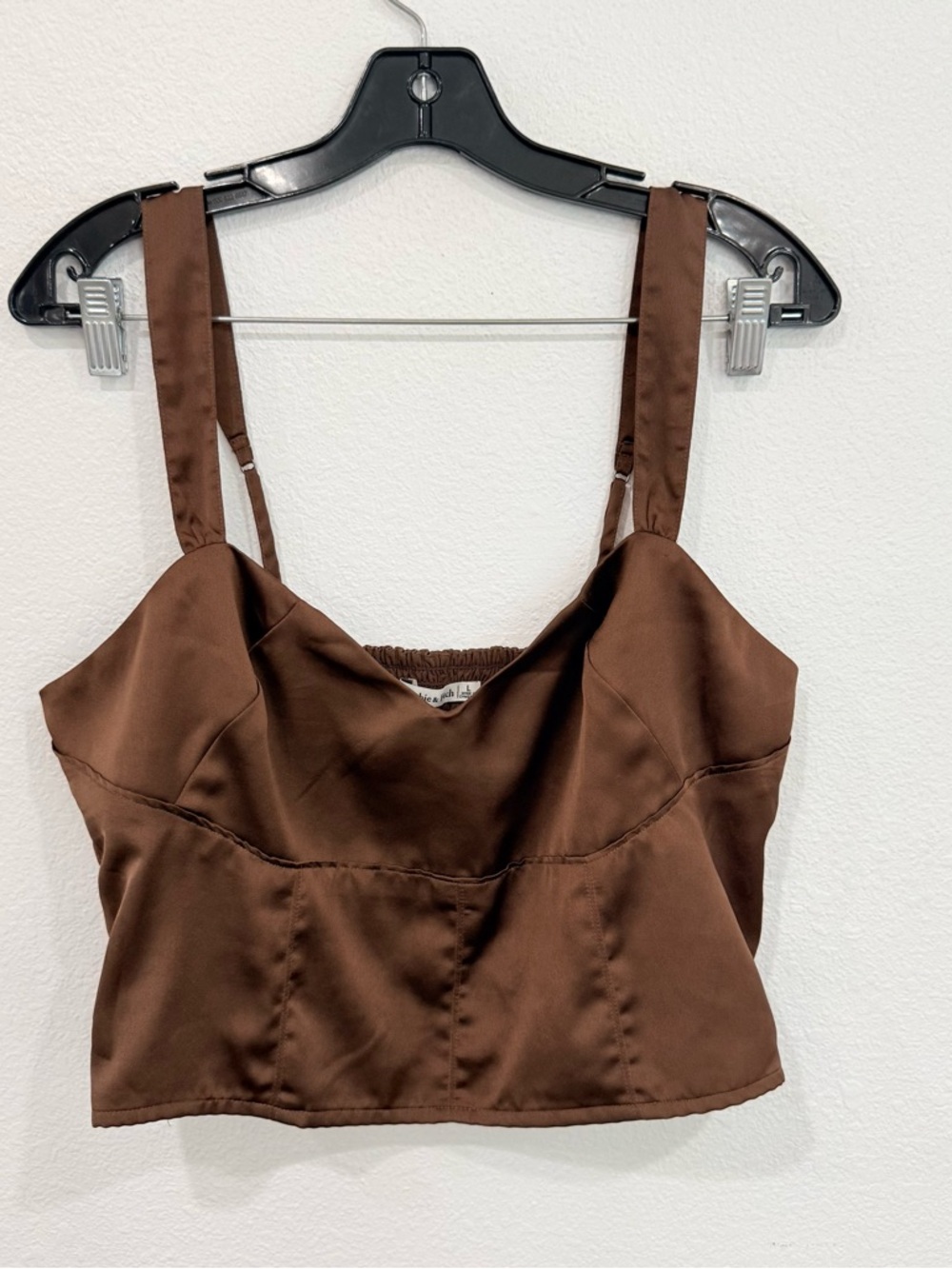 Abercrombie & Fitch Satin Crop Top Chocolate Brown Women's Size Large
